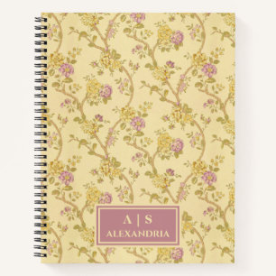 Monogramm für Vintage Blumenmuster Notizblock