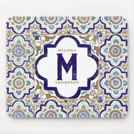 Monogramm für Vintage botanische ZierTiles Mousepad (Vorne)