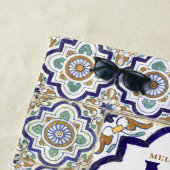 Monogramm für Vintage botanische ZierTiles Strandtuch (Beispiel)