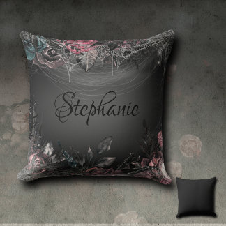 Monogramm für Vintage dunkle Rose Kissen