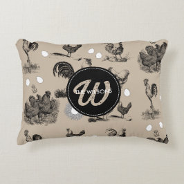Monogramm für Vintages Hühnerroster Dekokissen