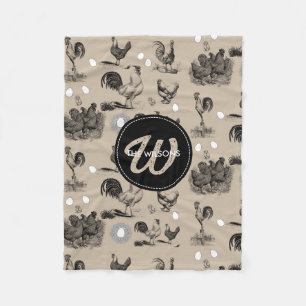 Monogramm für Vintages Hühnerroster Fleecedecke