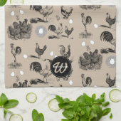 Monogramm für Vintages Hühnerroster Geschirrtuch (Gefaltet)