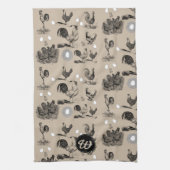 Monogramm für Vintages Hühnerroster Geschirrtuch (Vertikal)