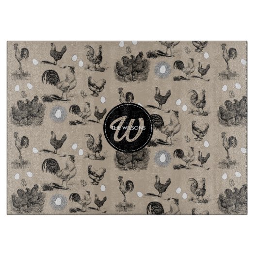 Monogramm für Vintages Hühnerroster Schneidebrett (Vorderseite)