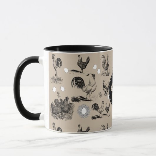 Monogramm für Vintages Hühnerroster Tasse (Links)