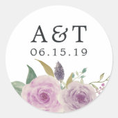Monogramm für Violet und Sage Wedding Runder Aufkleber (Vorderseite)