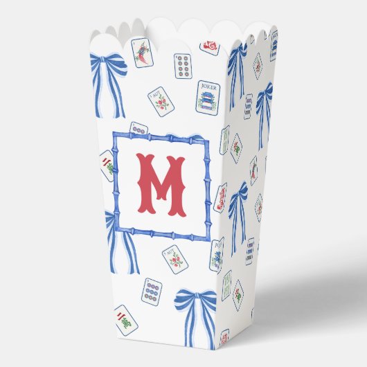 Monogramm für Wasserfarben-Mahjong-Tiles und Bows Geschenkschachtel (Vorderseite)