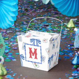 Monogramm für Wasserfarben-Mahjong-Tiles und Bows Geschenkschachtel