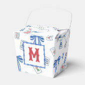 Monogramm für Wasserfarben-Mahjong-Tiles und Bows Geschenkschachtel (Vorderseite)