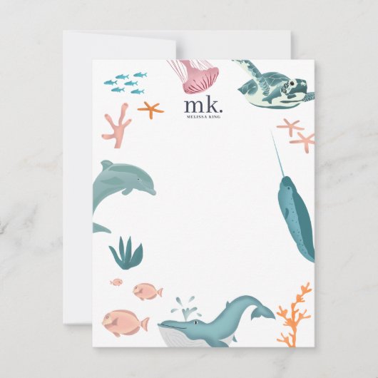 Monogramm für Wasserfarben Mitteilungskarte (Vorderseite)