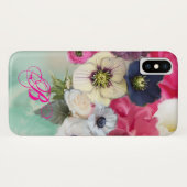 MONOGRAMM FÜR WEISSE ROSEN UND ANEMONEN-BLUME Case-Mate iPhone HÜLLE (Rückseite (Horizontal))