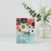 MONOGRAMM FÜR WEISSE ROTE ROSEN UND ANEMONE-BLUME VISITENKARTE (Stehend Vorderseite)