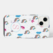 Monogramm für Whimsical Fun Unicorn iPhone Hülle (Rückseite (Horizontal))