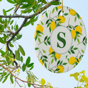 Monogramm für Zitronen und Blätter Keramik Ornament