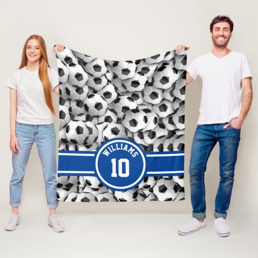 Monogramm Fußball Ball Sport Fußball Custom Blue Fleecedecke (Beispiel)