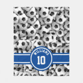Monogramm Fußball Ball Sport Fußball Custom Blue Fleecedecke (Vorderseite)
