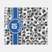 Monogramm Fußball Ball Sport Fußball Custom Blue Fleecedecke (Vorderseite (Horizontal))