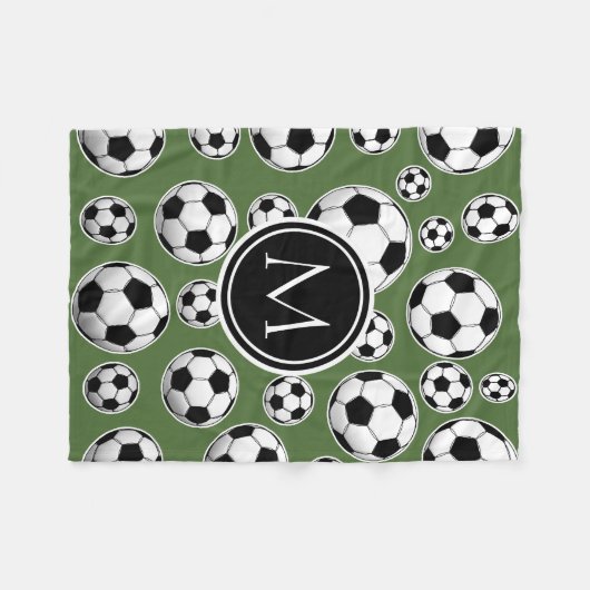 Monogramm Fußball - Baumstruktur oben Fleecedecke (Vorderseite (Horizontal))