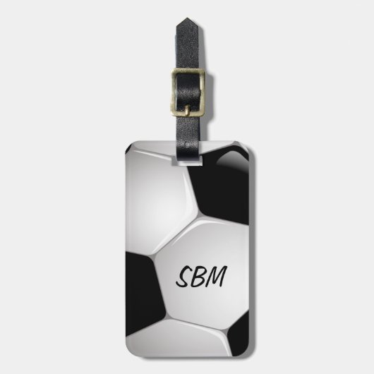 Monogramm Fußball-Fußball-Ball Gepäckanhänger (Vorderseite vertikal)