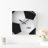 Monogramm Fußball-Fußball-Ball Quadratische Wanduhr (Zuhause)