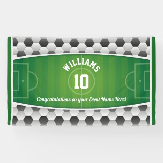 Monogramm Fußball Fußballfeld Ball Sport Green Banner (Horizontal)