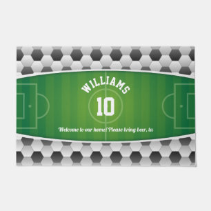 Monogramm-Fußball-Fußballplatz-Ball-Sport-Grün Fußmatte