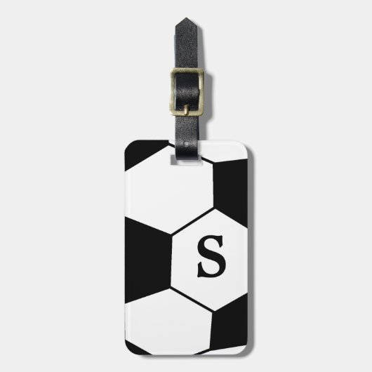 Monogramm-Fußball-Gepäckanhänger Gepäckanhänger (Vorderseite vertikal)