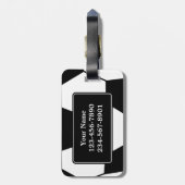 Monogramm-Fußball-Gepäckanhänger Gepäckanhänger (Rückseite vertikal)