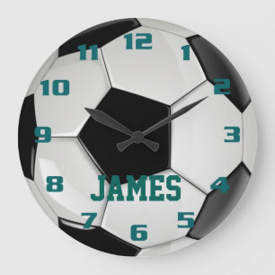 Monogramm-Fußball Große Wanduhr