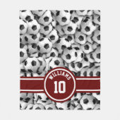 Monogramm Fußball Sport Fußball Custom Red Fleecedecke (Vorderseite)