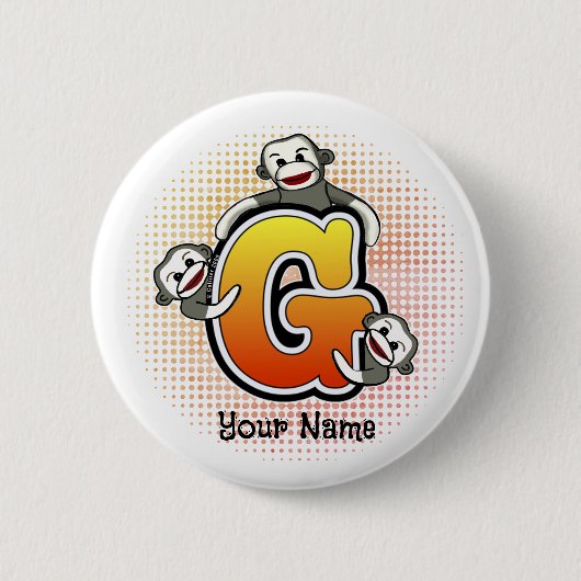 Monogramm G Sock Monkey Button (Vorderseite)