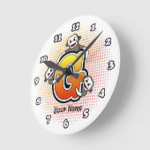 Monogramm G Sock Monkey-Uhr Runde Wanduhr (Winkel)