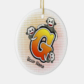 Monogramm G Sockenaffe Keramik Ornament (Rechts)