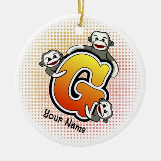 Monogramm G Sockenaffe Keramik Ornament (Vorne)