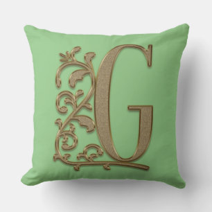 Monogramm G Spring Green Familienhochzeit, Geburts Kissen