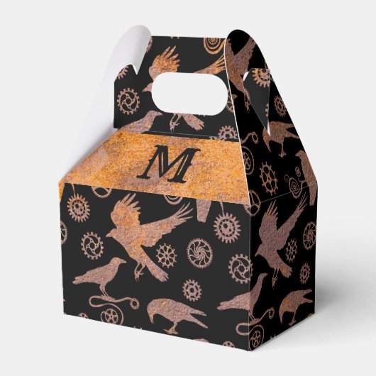 Monogramm-Gabel für Steampunk-Rusty Gears und Crow Geschenkschachtel (Vorderseite)