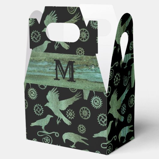 Monogramm-Gabel für Steampunk-Verdigris-Gänge Geschenkschachtel (Geöffnet)