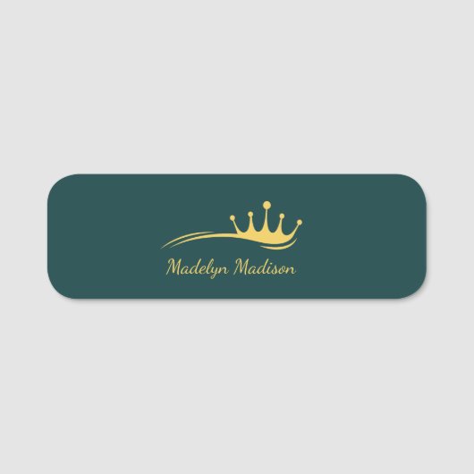 Monogramm Gabel grün mit Minimalistischer moderner Namensschild (Vorderseite)