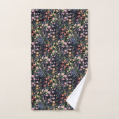 Monogramm-Garten dunkler Hintergrund Wildblumen-Bl Badhandtuch Set (Handtuch)