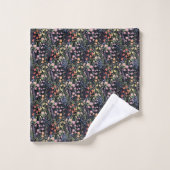 Monogramm-Garten dunkler Hintergrund Wildblumen-Bl Badhandtuch Set (Waschlappen)