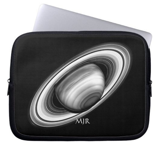 Monogramm, Gasriesen Saturn - Sonnensystem Laptopschutzhülle (Vorderseite)