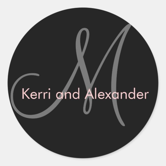 Monogramm-Gastgeschenk Hochzeit-Aufkleber Rosa Sch Runder Aufkleber (Vorderseite)