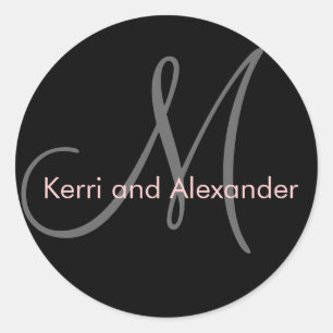 Monogramm-Gastgeschenk Hochzeit-Aufkleber Rosa Sch Runder Aufkleber