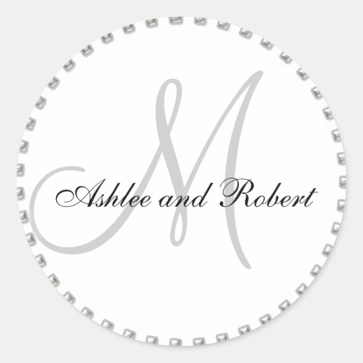 Monogramm Gastgeschenk Hochzeit Aufkleber Silver P (Vorderseite)