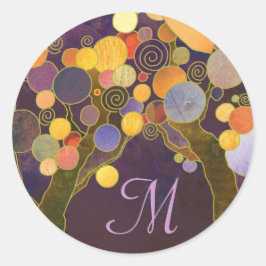 Monogramm-Gastgeschenk Hochzeit der lila Liebe Runder Aufkleber