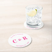Monogramm Gastgeschenk Hochzeit Drink Personalisie Runder Pappuntersetzer (Vor Ort)