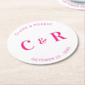 Monogramm Gastgeschenk Hochzeit Drink Personalisie Runder Pappuntersetzer (Angewinkelt)