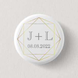 Monogramm-Gastgeschenk Hochzeit für Weißgold Save  Button