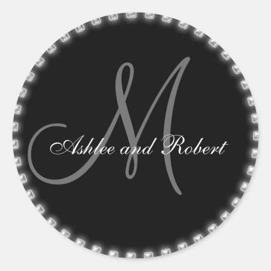 Monogramm Gastgeschenk Hochzeit Stickers Silver Pe (Vorderseite)